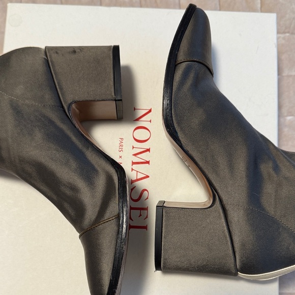 Olive Satin Aria Nomasei Boots with Zipper Detail - Picture 5 of 5